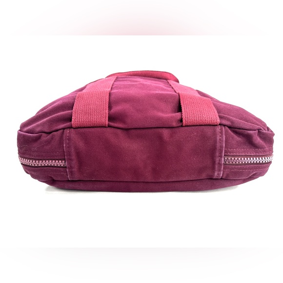 Lands End Vintage Y2K Burgundy Maroon Waxed Canvas Laptop Briefcase Bag Business - Picture 7 of 11